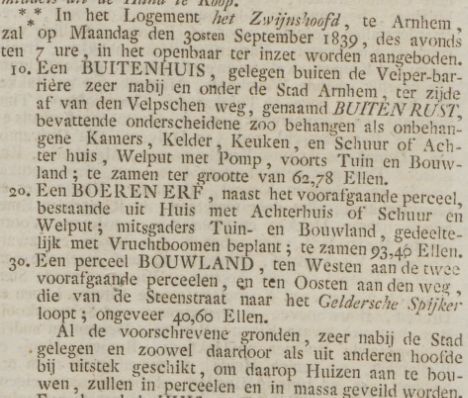 Steenstraat Buitenrust Opregte Haarlemsche Courant 1839