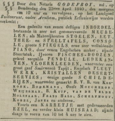 Steenstraat Buitenrust Opregte Haarlemsche Courant 1840